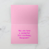 Fun, Nerdy, Geeky, Pink, 8-Bit Style 31st Birthday Karte (Innenseite)