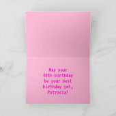 Fun, Nerdy, Geeky, Pink, 8-Bit Style 48th Birthday Karte (Innenseite)