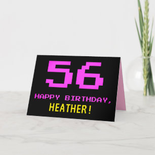 Fun, Nerdy, Geeky, Pink, 8-Bit Style 56th Birthday Karte