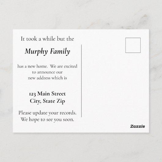 Fun New Address Postcard Postkarte (Rückseite)