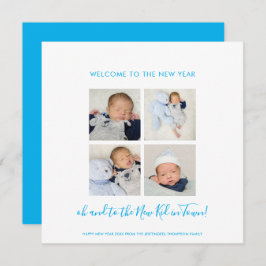 Fun New Baby Happy New Year 4 Foto Collage Blue