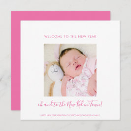 Fun New Baby Happy New Year One Foto Pink White