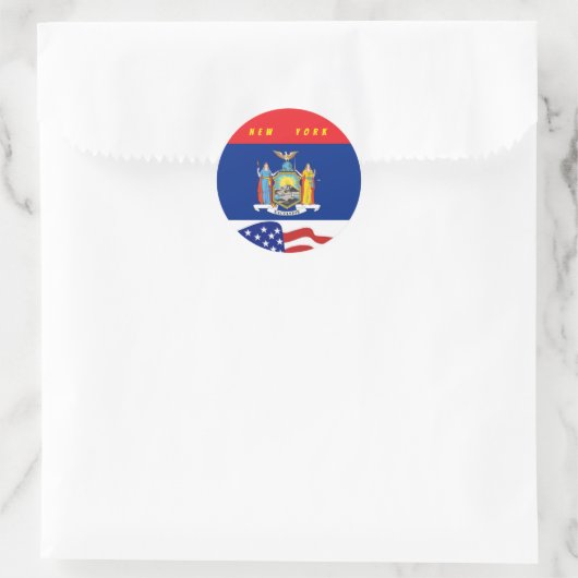 Fun New York Flag mit Stares Stripes Runder Aufkleber (Tasche)