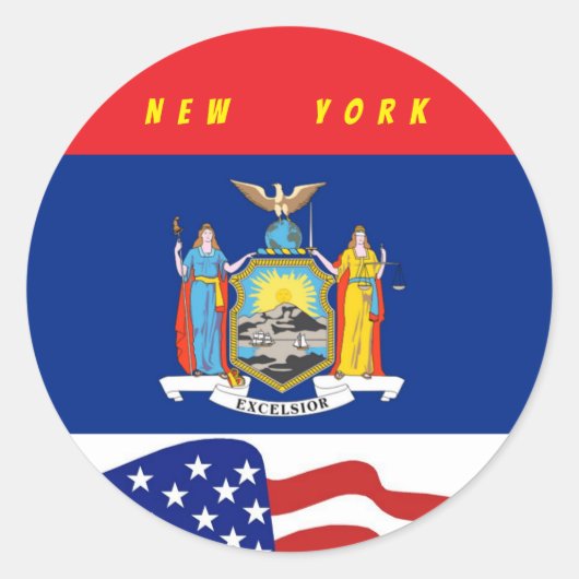 Fun New York Flag mit Stares Stripes Runder Aufkleber (Vorderseite)