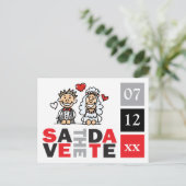 Fun Niedlich Bride Groom Save the Date Postkarten (Stehend Vorderseite)