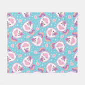 Fun Niedlich Chubby Kitschy Unicorn Kitty Fleecedecke (Vorderseite (Horizontal))