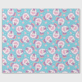 Fun Niedlich Chubby Kitschy Unicorn Kitty Geschenkpapier (Flach)