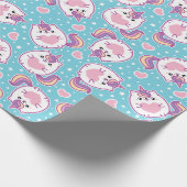Fun Niedlich Chubby Kitschy Unicorn Kitty Geschenkpapier (Ecke)