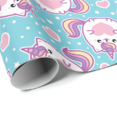 Fun Niedlich Chubby Kitschy Unicorn Kitty Geschenkpapier (Rolleneckpunkt)