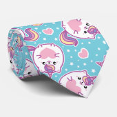 Fun Niedlich Chubby Kitschy Unicorn Kitty Krawatte (Gerollt)