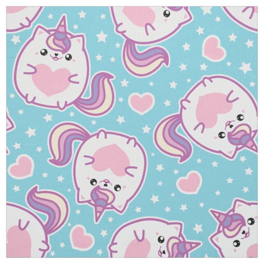 Fun Niedlich Chubby Kitschy Unicorn Kitty Stoff (Muster)
