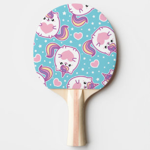 Fun Niedlich Chubby Kitschy Unicorn Kitty Tischtennis Schläger