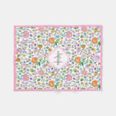 Fun Niedlich farbenfrohe blumenmonogram Baby Girl Fleecedecke (Vorderseite (Horizontal))