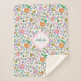 Fun Niedlich farbenfrohe blumenmonogram Baby Girl Sherpadecke