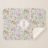 Fun Niedlich farbenfrohe blumenmonogram Baby Girl Sherpadecke (Vorderseite (Horizontal))