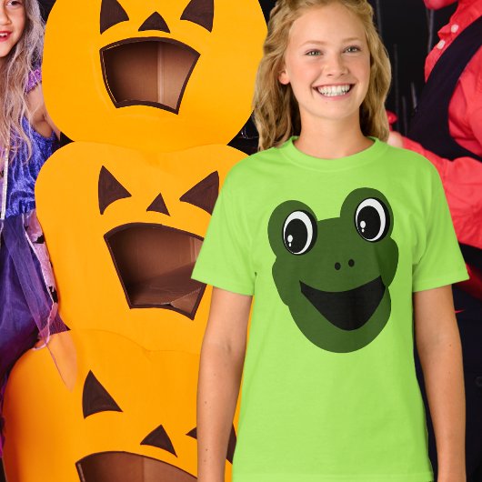 Fun Niedlich Froschgesicht Leicht Halloween Kostüm T-Shirt
