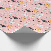 Fun Niedlich Ghost bat Kürbis & Spider Web Hallowe Geschenkpapier (Ecke)