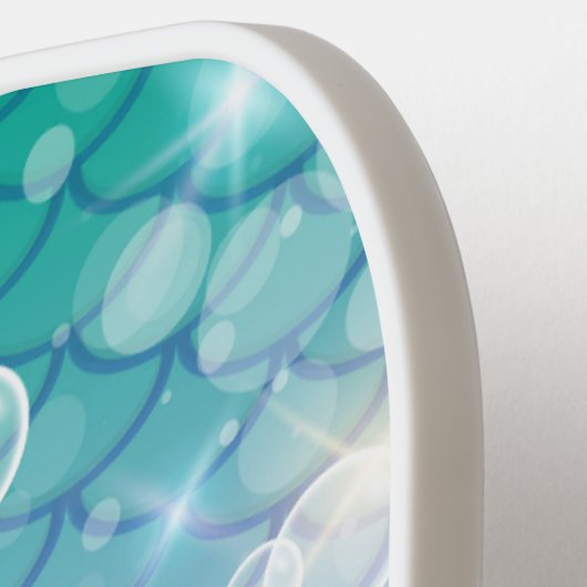 Fun Niedlich Girly Sparkling Mermaid Scales Bubble Pickleball Schläger (Linke Seite)