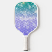 Fun Niedlich Girly Sparkling Mermaid Scales Bubble Pickleball Schläger (Rückseite)