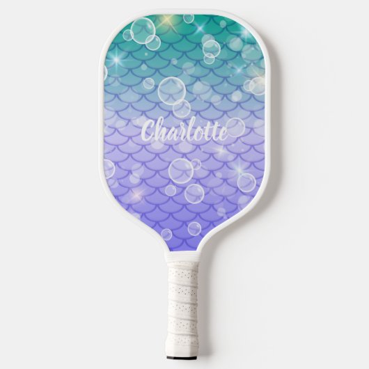 Fun Niedlich Girly Sparkling Mermaid Scales Bubble Pickleball Schläger (Rückseite)
