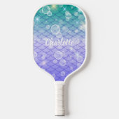 Fun Niedlich Girly Sparkling Mermaid Scales Bubble Pickleball Schläger (Vorderseite)