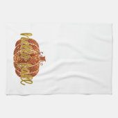 Fun Niedlich Gold Glitzer Hello Fall Pumpkin Geschirrtuch (Horizontal)