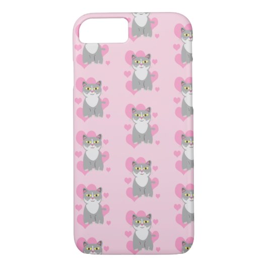 Fun Niedlich Gray Cat Liebe Cartoon Case-Mate iPhone Hülle (Rückseite)