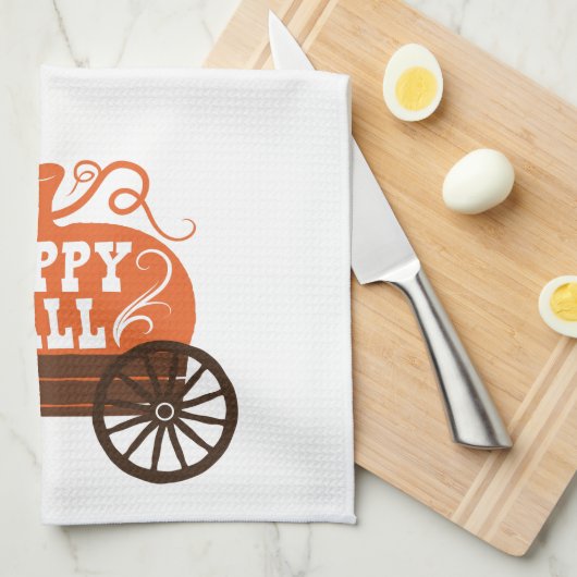 Fun Niedlich Happy Fall Wagon Pumpkin Kitchen Hand Geschirrtuch (Viertel Falte)