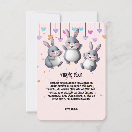 Fun Niedlich Hoppers Bunny Baby Dusche Dankeskarte (Vorderseite)