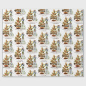 Fun Niedlich Mäuse Weihnachtsbaum Name Geschenkpapier (Flach)