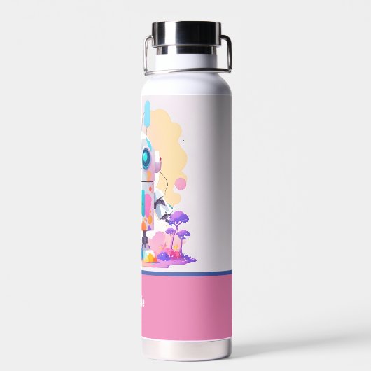 Fun Niedlich Messy Robot Painting Splashes Trinkflasche (Rückseite)