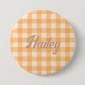 Fun Niedlich orange Gingham Preppy kariert angekre Button (Vorderseite)