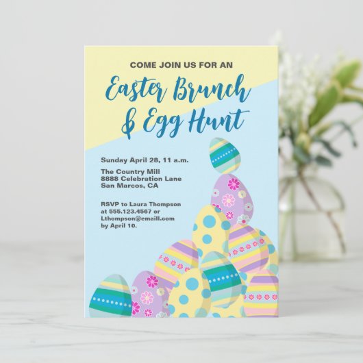Fun Niedlich Ostereier Jagd bunten Frühling Einladung (Stehend Vorderseite)