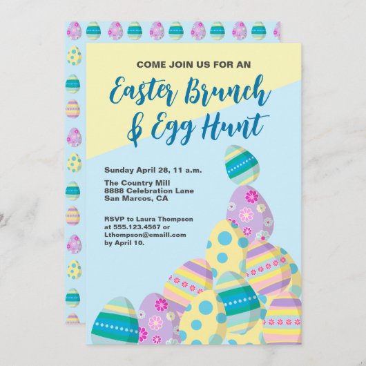 Fun Niedlich Ostereier Jagd bunten Frühling Einladung (Vorne/Hinten)