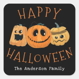 Fun Niedlich Pumpkin Jack O'Lantern Halloween-Part Quadratischer Aufkleber