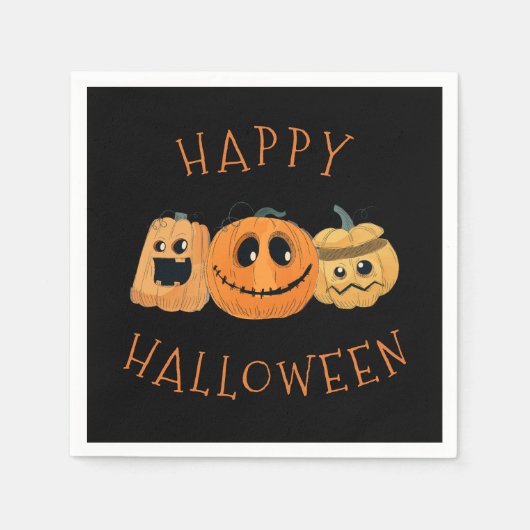 Fun Niedlich Pumpkin Jack O'Lanterns Halloween-Par Serviette (Vorderseite)