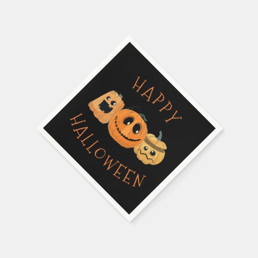 Fun Niedlich Pumpkin Jack O'Lanterns Halloween-Par Serviette (Ecke)