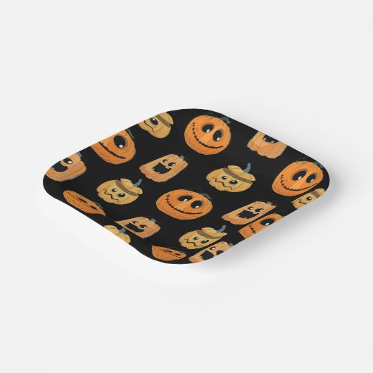 Fun Niedlich Pumpkin Pattern Halloween-Party Pappteller (Gewinkelt)