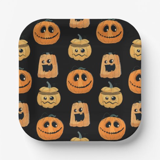Fun Niedlich Pumpkin Pattern Halloween-Party Pappteller (Vorderseite)