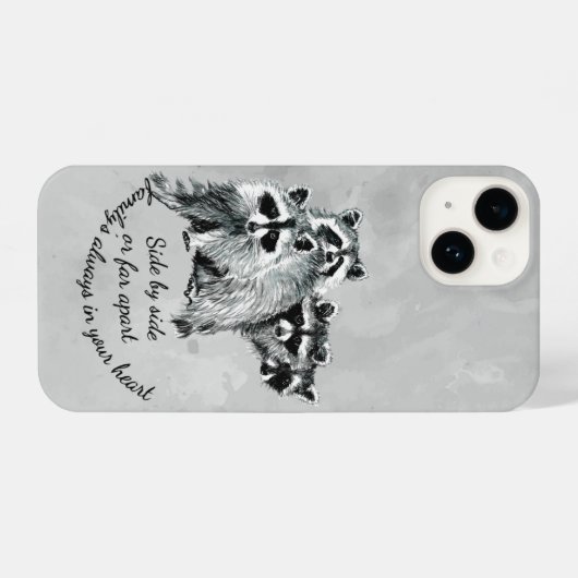 Fun Niedlich Raccoon Animal Family Zitat iPhone Hülle (Rückseite (Horizontal))