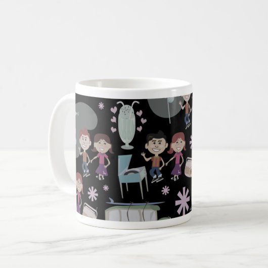 Fun Niedlich Retro Art Sock Hop Muster Kaffeetasse (Vorderseite Links)