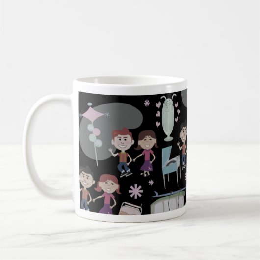 Fun Niedlich Retro Art Sock Hop Muster Kaffeetasse (Links)