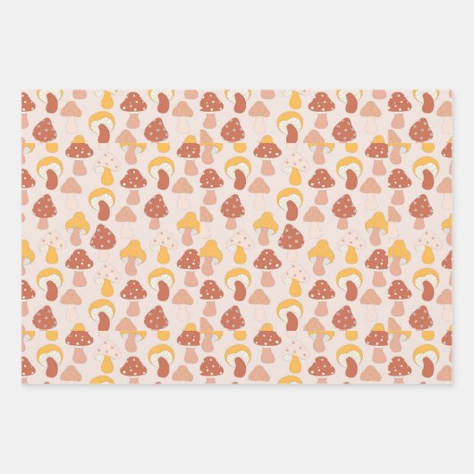 Fun Niedlich Retro Designs Blume Mushroom Geschenkpapier Set (Vorderseite 3)