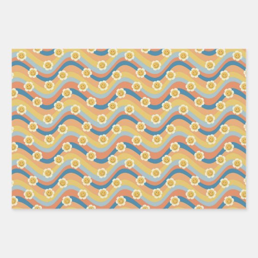 Fun Niedlich Retro Designs Blume Mushroom Geschenkpapier Set (Vorderseite)