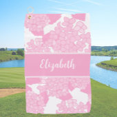 Fun Niedlich rosa Preppy floral individuelle Name Golfhandtuch
