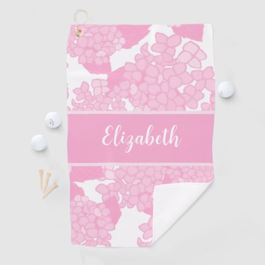 Fun Niedlich rosa Preppy floral individuelle Name Golfhandtuch (Insitu)