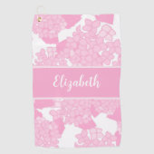 Fun Niedlich rosa Preppy floral individuelle Name Golfhandtuch (Vorderseite)