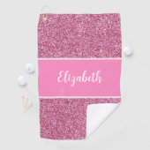 Fun Niedlich rosa Preppy Glitzer individuelle Name Golfhandtuch (Insitu)