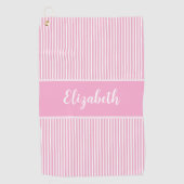 Fun Niedlich rosa Preppy Strip individuelle Name L Golfhandtuch (Vorderseite)