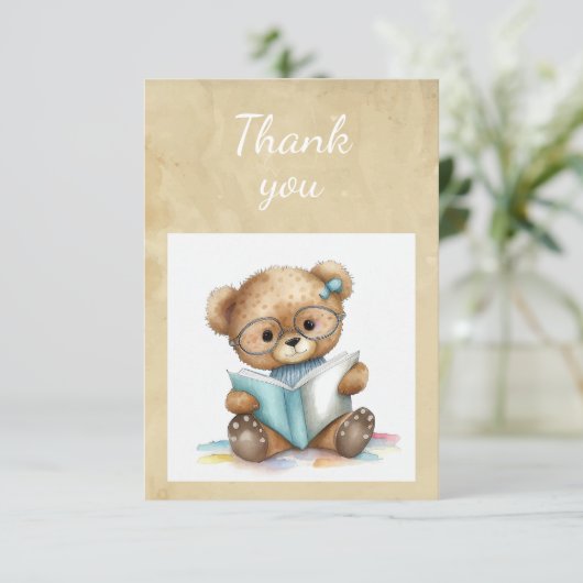 Fun Niedlich Teddy Bären lesen Bücher Danke (Stehend Vorderseite)